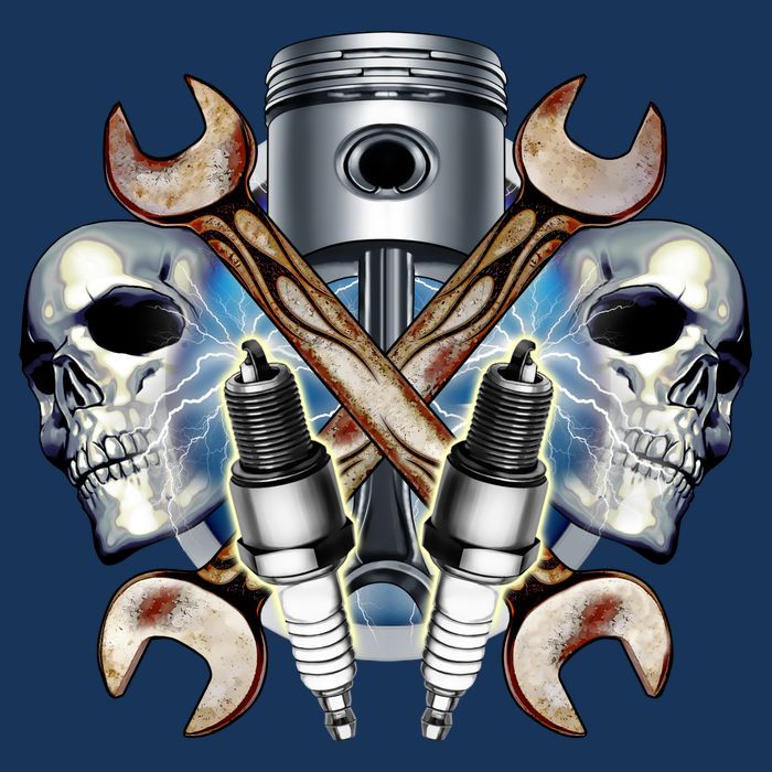 Mechanic Skulls With Wrench & Spark Plugs Infant Baby Jersey Bodysuit