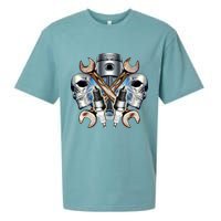 Mechanic Skulls With Wrench & Spark Plugs Sueded Cloud Jersey T-Shirt