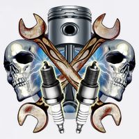 Mechanic Skulls With Wrench & Spark Plugs Garment-Dyed Sweatshirt