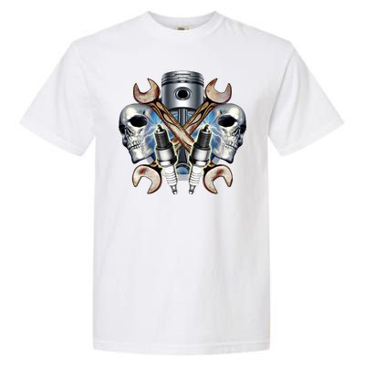 Mechanic Skulls With Wrench & Spark Plugs Garment-Dyed Heavyweight T-Shirt