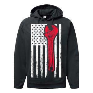 Mechanic USA American Flag Performance Fleece Hoodie