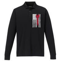 Mechanic USA American Flag Performance Long Sleeve Polo