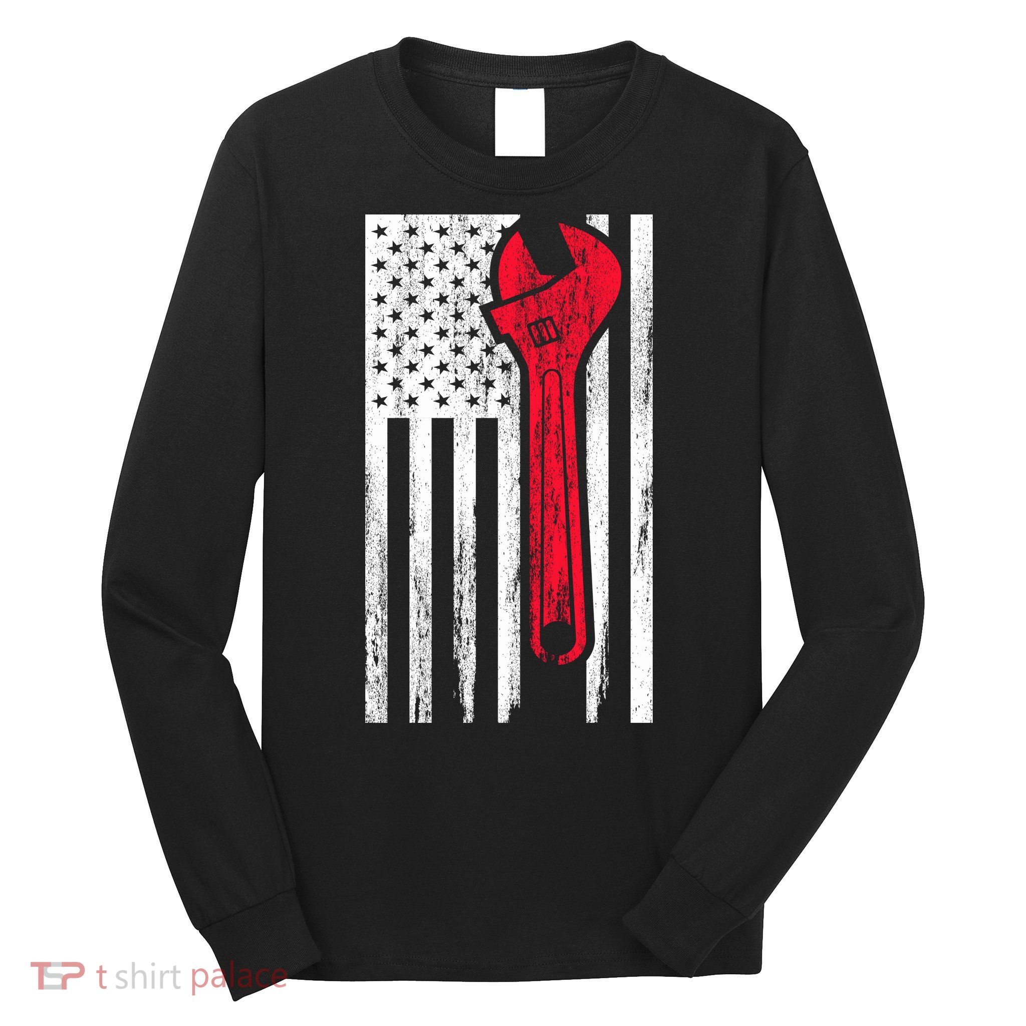 Mechanic USA American Flag Long Sleeve Shirt
