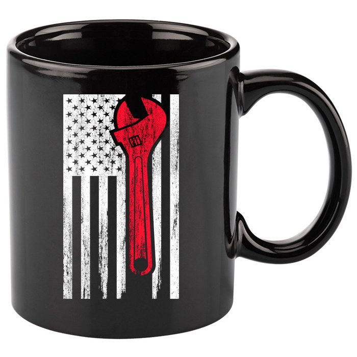Mechanic USA American Flag 11oz C Handle Ceramic Mug