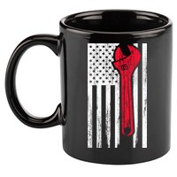Mechanic USA American Flag 11oz C Handle Ceramic Mug