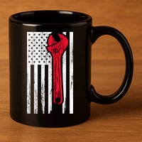 Mechanic USA American Flag 11oz C Handle Ceramic Mug