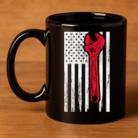 Mechanic USA American Flag 11oz C Handle Ceramic Mug
