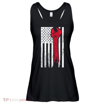 Mechanic USA American Flag Ladies Essential Flowy Tank