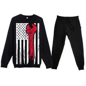 Mechanic USA American Flag Premium Crewneck Sweatsuit Set