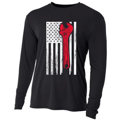 Mechanic USA American Flag Cooling Performance Long Sleeve Crew