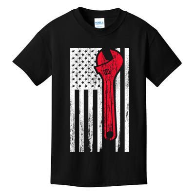 Mechanic USA American Flag Kids T-Shirt