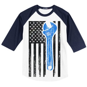 Mechanic USA American Flag Baseball Sleeve Shirt