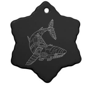 Mechanical Shark Ceramic Star Ornament