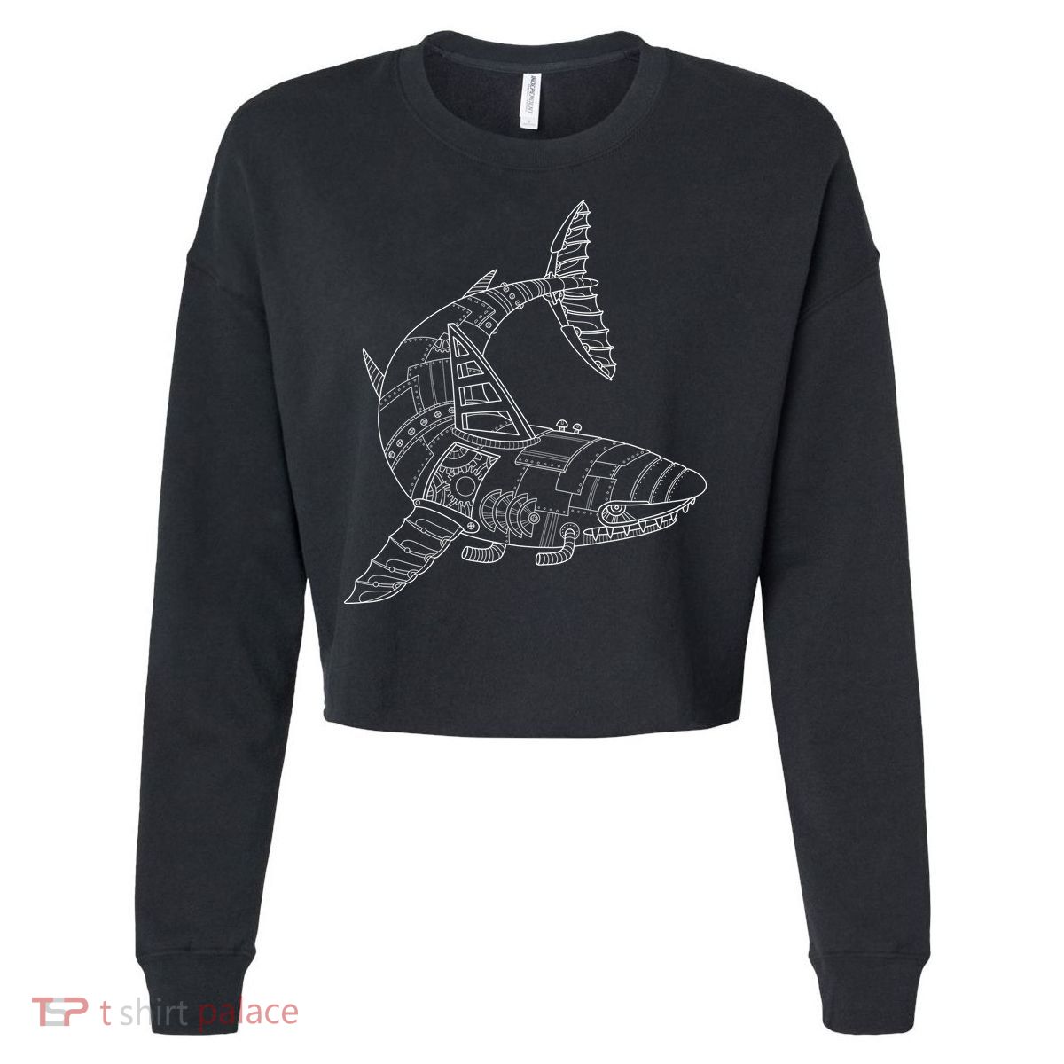 Mechanical Shark Cropped Pullover Crew