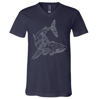 Mechanical Shark V-Neck T-Shirt