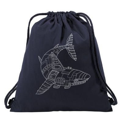 Mechanical Shark Drawstring Bag