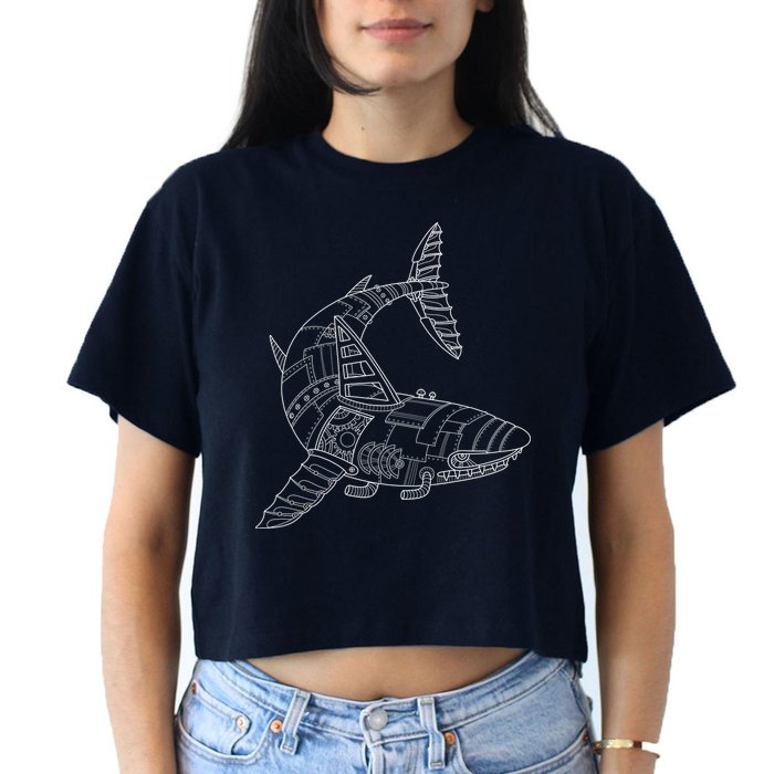 Mechanical Shark Crop Top
