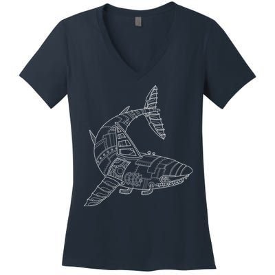 Mechanical Shark Women's V-Neck T-Shirt