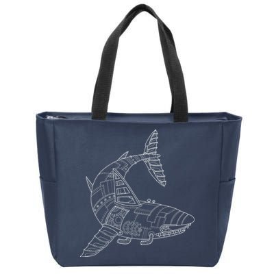 Mechanical Shark Zip Tote Bag