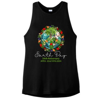 Mother Earth Day 54th Anniversary 1970 2024 Save Planet Ladies PosiCharge Tri-Blend Wicking Tank