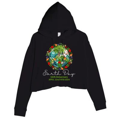 Mother Earth Day 54th Anniversary 1970 2024 Save Planet Crop Fleece Hoodie