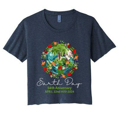 Mother Earth Day 54th Anniversary 1970 2024 Save Planet Women's Crop Top Tee