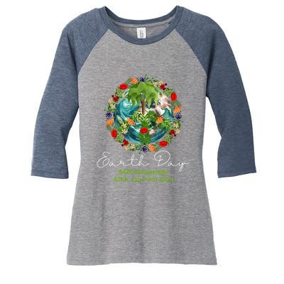 Mother Earth Day 54th Anniversary 1970 2024 Save Planet Women's Tri-Blend 3/4-Sleeve Raglan Shirt