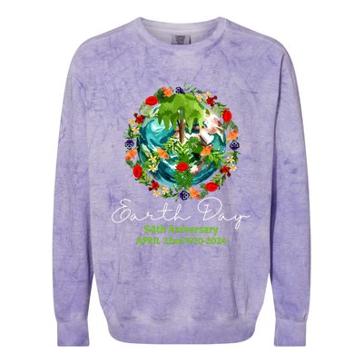 Mother Earth Day 54th Anniversary 1970 2024 Save Planet Colorblast Crewneck Sweatshirt