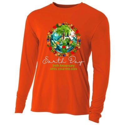 Mother Earth Day 54th Anniversary 1970 2024 Save Planet Cooling Performance Long Sleeve Crew