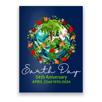 Mother Earth Day 54th Anniversary 1970 2024 Save Planet Poster