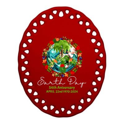 Mother Earth Day 54th Anniversary 1970 2024 Save Planet Ceramic Oval Ornament