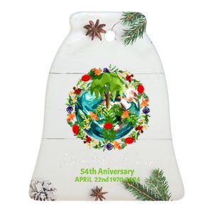 Mother Earth Day 54th Anniversary 1970 2024 Save Planet Ceramic Bell Ornament