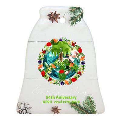 Mother Earth Day 54th Anniversary 1970 2024 Save Planet Ceramic Bell Ornament