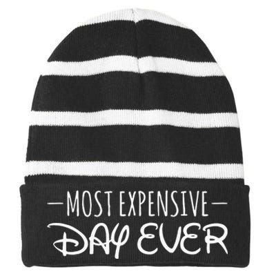 Most Expensive Day Ever Funny Striped Beanie with Solid Band