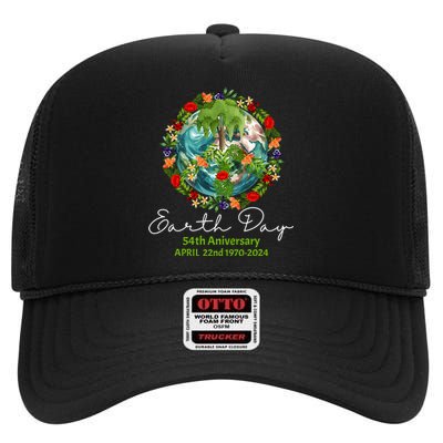 Mother Earth Day 54th Anniversary 1970 2024 Save Planet High Crown Mesh Back Trucker Hat