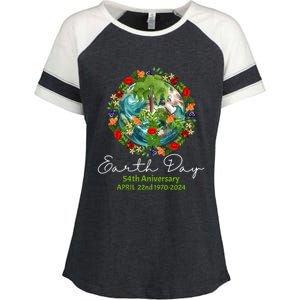 Mother Earth Day 54th Anniversary 1970 2024 Save Planet Enza Ladies Jersey Colorblock Tee