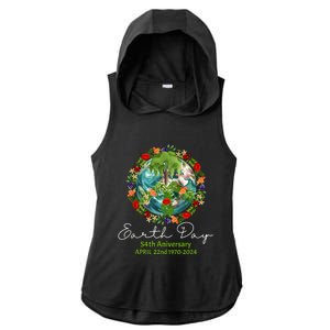 Mother Earth Day 54th Anniversary 1970 2024 Save Planet Ladies PosiCharge Tri-Blend Wicking Draft Hoodie Tank