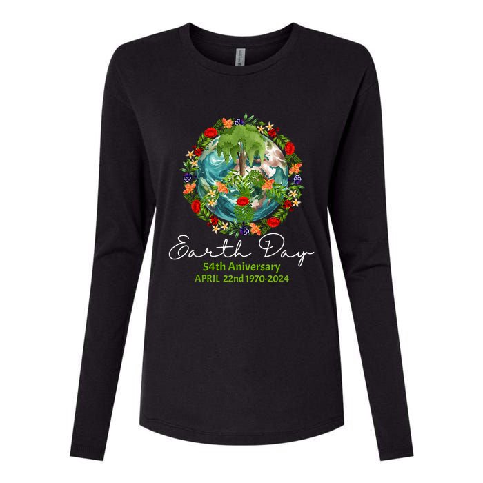 Mother Earth Day 54th Anniversary 1970 2024 Save Planet Womens Cotton Relaxed Long Sleeve T-Shirt