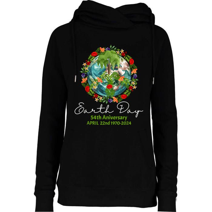 Mother Earth Day 54th Anniversary 1970 2024 Save Planet Womens Funnel Neck Pullover Hood