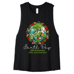 Mother Earth Day 54th Anniversary 1970 2024 Save Planet Women's Racerback Cropped Tank