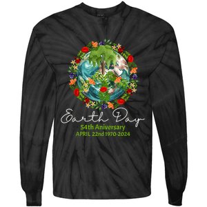 Mother Earth Day 54th Anniversary 1970 2024 Save Planet Tie-Dye Long Sleeve Shirt