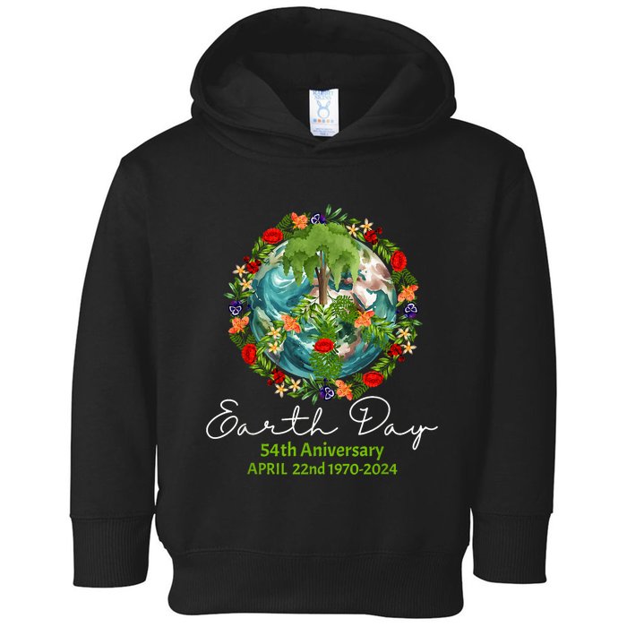 Mother Earth Day 54th Anniversary 1970 2024 Save Planet Toddler Hoodie