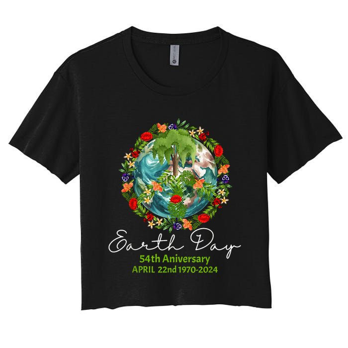 Mother Earth Day 54th Anniversary 1970 2024 Save Planet Women's Crop Top Tee