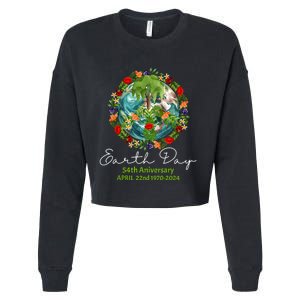 Mother Earth Day 54th Anniversary 1970 2024 Save Planet Cropped Pullover Crew