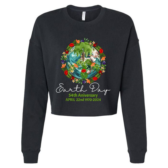 Mother Earth Day 54th Anniversary 1970 2024 Save Planet Cropped Pullover Crew