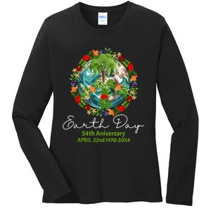 Mother Earth Day 54th Anniversary 1970 2024 Save Planet Ladies Long Sleeve Shirt