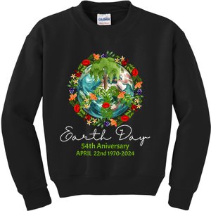 Mother Earth Day 54th Anniversary 1970 2024 Save Planet Kids Sweatshirt