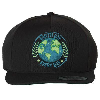 Make Every Day Earth Day Environmental Climate Awareness Wool Snapback Cap