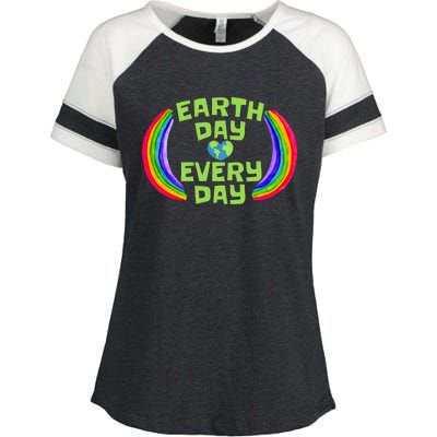 Make Every Day Earth Day Save The Planet Environmental Enza Ladies Jersey Colorblock Tee