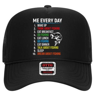 Me Every Day Funny Fishing For Men Fisherman High Crown Mesh Back Trucker Hat